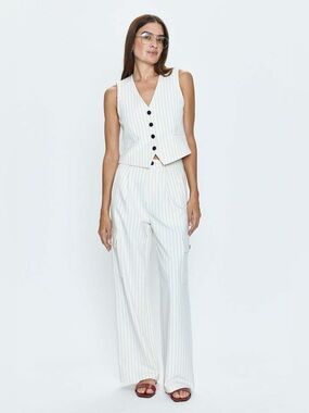 [NWT] $168 PISTOLA Brynn Pant in Le Blanc Pinstripe. Size 26